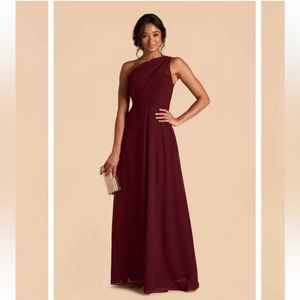 Birdy Grey Kira Chiffon One Shoulder Bridesmaid Dress Cabernet Large